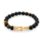 Pulsera con piedras 8mm, con broche en baño de oro de 22K - Joyería y bisutería fina