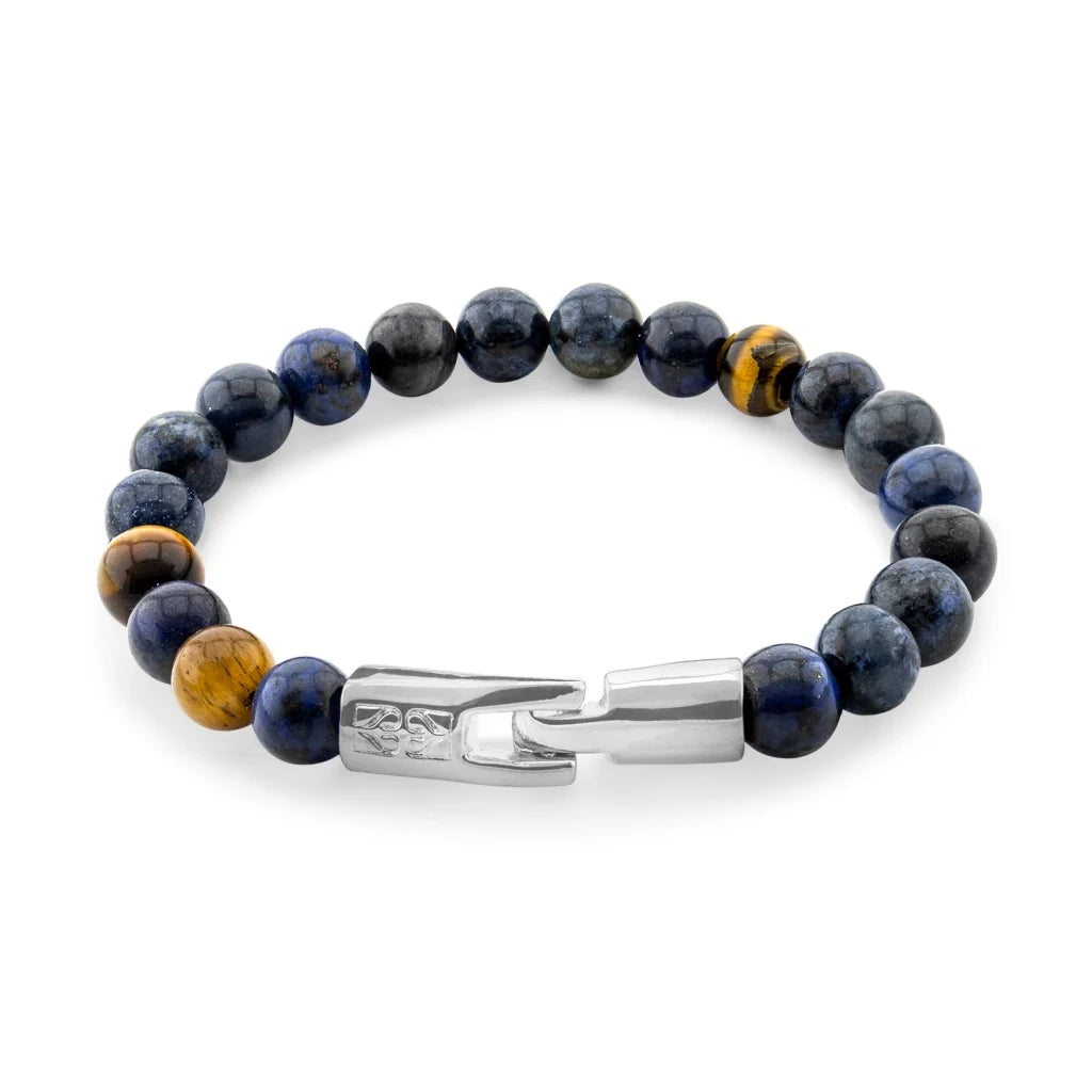 Pulsera con piedras 8mm, con broche en baño de rodio - Joyería y bisutería fina