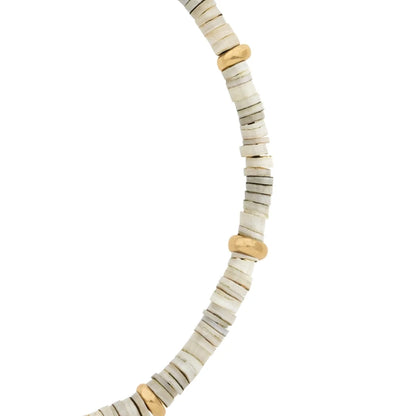 Pulsera en baño de Oro 22K, Conchas filipinas talladas a mano de 3mm - Joyería y bisutería fina