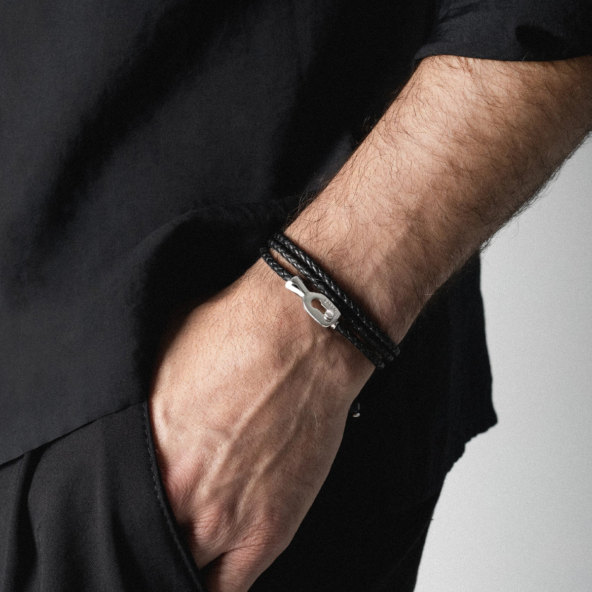 Pulsera baño de Rodio, Piel de borrego - Joyería y bisutería fina