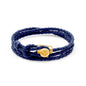 Pulsera de piel natural de borrego con trenza de cuatro hilos, con broche en baño de oro de 22K - Joyería y bisutería fina