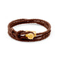 Pulsera de piel natural de borrego con trenza de cuatro hilos, con broche en baño de oro de 22K - Joyería y bisutería fina