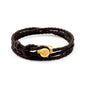 Pulsera de piel natural de borrego con trenza de cuatro hilos, con broche en baño de oro de 22K - Joyería y bisutería fina