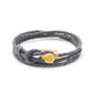 Pulsera de piel natural de borrego con trenza de cuatro hilos, con broche en baño de oro de 22K - Joyería y bisutería fina