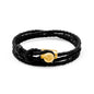 Pulsera de piel natural de borrego con trenza de cuatro hilos, con broche en baño de oro de 22K - Joyería y bisutería fina