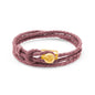 Pulsera de piel natural de borrego con trenza de cuatro hilos, con broche en baño de oro de 22K - Joyería y bisutería fina