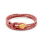 Pulsera de piel natural de borrego con trenza de cuatro hilos, con broche en baño de oro de 22K - Joyería y bisutería fina