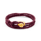 Pulsera de piel natural de borrego con trenza de cuatro hilos, con broche en baño de oro de 22K - Joyería y bisutería fina
