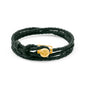 Pulsera de piel natural de borrego con trenza de cuatro hilos, con broche en baño de oro de 22K - Joyería y bisutería fina