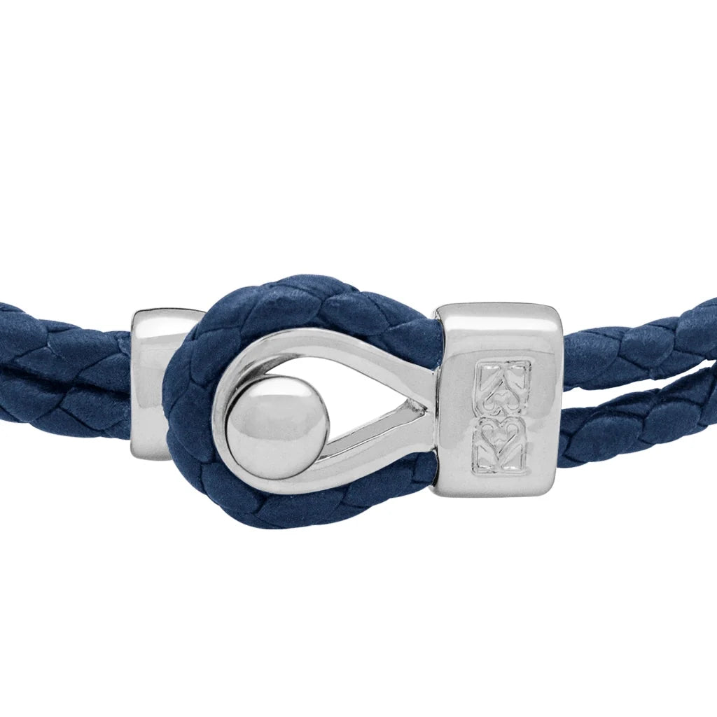 Pulsera de piel natural de borrego en trenza de 4 hilos, con broche en baño de rodio - Joyería y bisutería fina