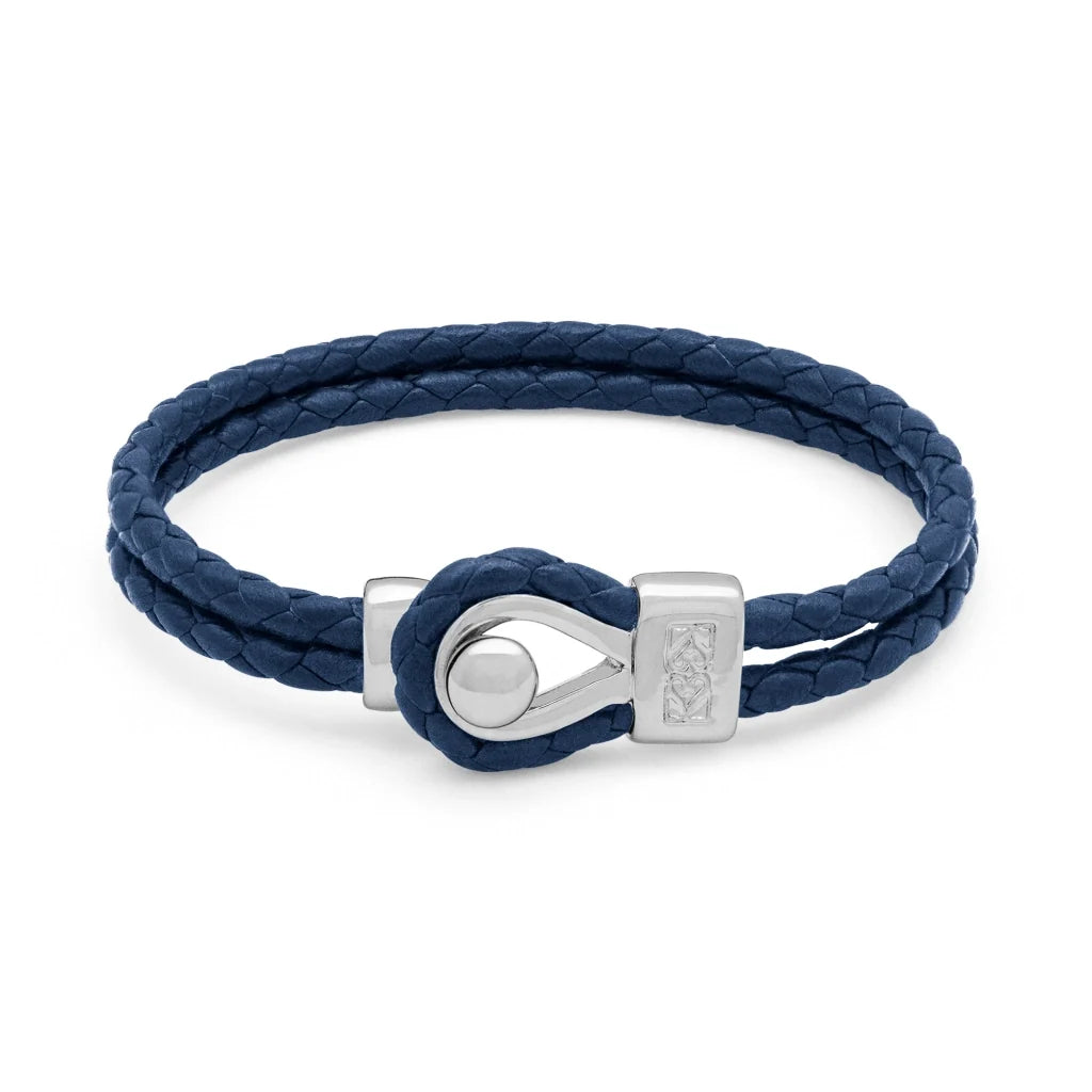 Pulsera de piel natural de borrego en trenza de 4 hilos, con broche en baño de rodio - Joyería y bisutería fina