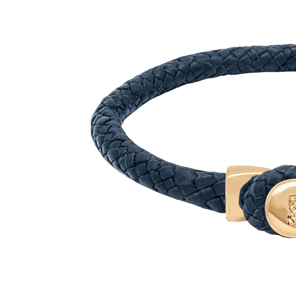 Pulsera de piel natural de borrego en trenza de ocho tiras, con broche en baño de oro 22K - Joyería y bisutería fina