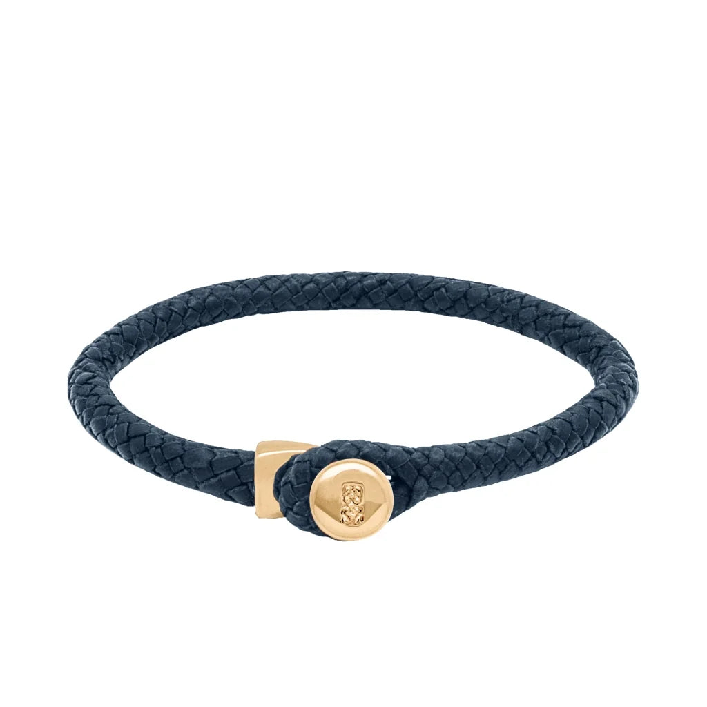 Pulsera de piel natural de borrego en trenza de ocho tiras, con broche en baño de oro 22K - Joyería y bisutería fina