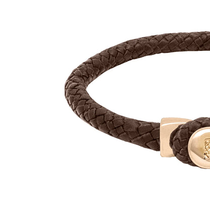 Pulsera de piel natural de borrego en trenza de ocho tiras, con broche en baño de oro 22K - Joyería y bisutería fina