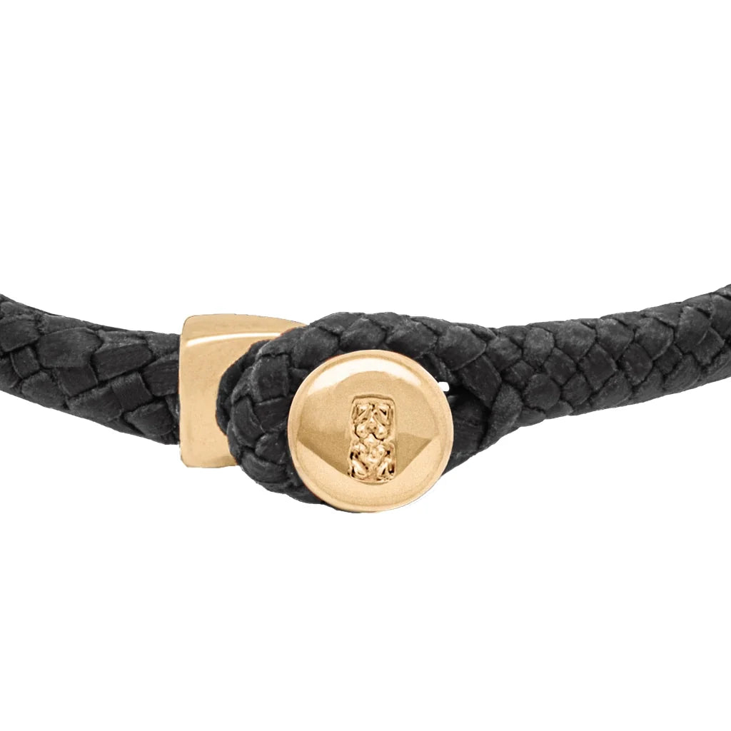 Pulsera de piel natural de borrego en trenza de ocho tiras, con broche en baño de oro 22K - Joyería y bisutería fina