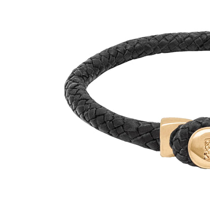 Pulsera de piel natural de borrego en trenza de ocho tiras, con broche en baño de oro 22K - Joyería y bisutería fina