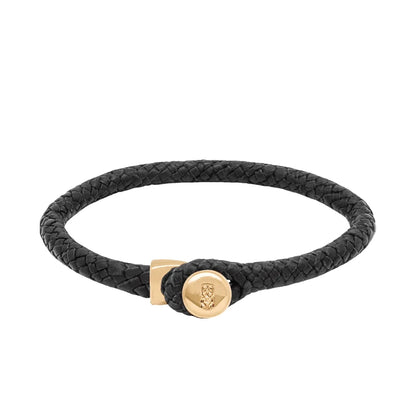 Pulsera de piel natural de borrego en trenza de ocho tiras, con broche en baño de oro 22K - Joyería y bisutería fina