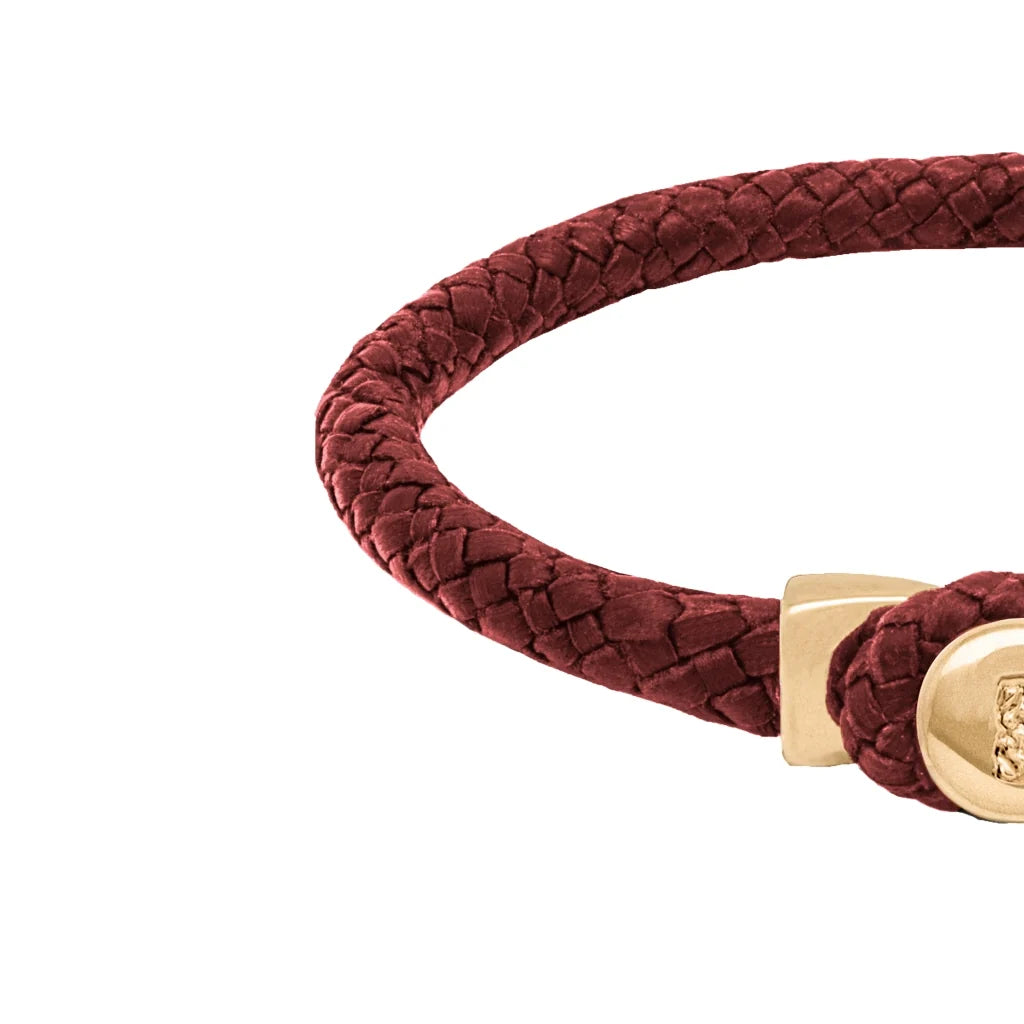 Pulsera de piel natural de borrego en trenza de ocho tiras, con broche en baño de oro 22K - Joyería y bisutería fina