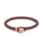 Pulsera de piel natural de borrego en trenza de ocho tiras, con broche en baño de oro rosa 22K - Joyería y bisutería fina
