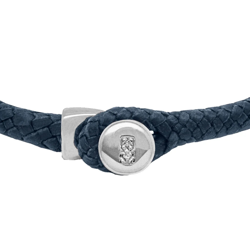 Pulsera de piel natural de borrego en trenza de ocho tiras, con broche en baño de rodio - Joyería y bisutería fina