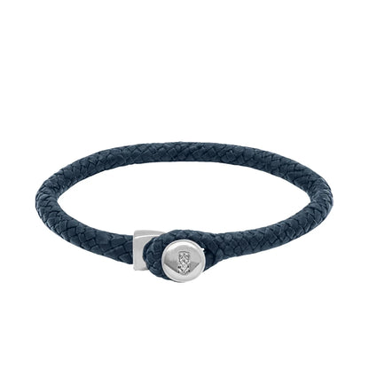 Pulsera de piel natural de borrego en trenza de ocho tiras, con broche en baño de rodio - Joyería y bisutería fina