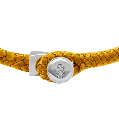 Pulsera de piel natural de borrego en trenza de ocho tiras, con broche en baño de rodio - Joyería y bisutería fina
