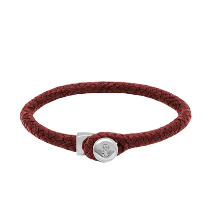 Pulsera de piel natural de borrego en trenza de ocho tiras, con broche en baño de rodio - Joyería y bisutería fina