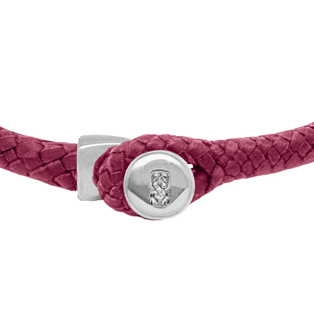 Pulsera de piel natural de borrego en trenza de ocho tiras, con broche en baño de rodio - Joyería y bisutería fina