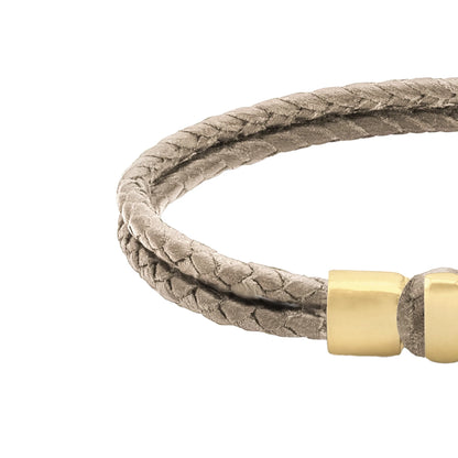 Pulsera en baño de Oro 22K, Broche de botón Piel natural de Borrego - Joyería y bisutería fina