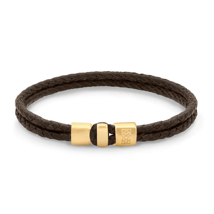 Pulsera en baño de Oro 22K, Broche de botón Piel natural de Borrego - Joyería y bisutería fina