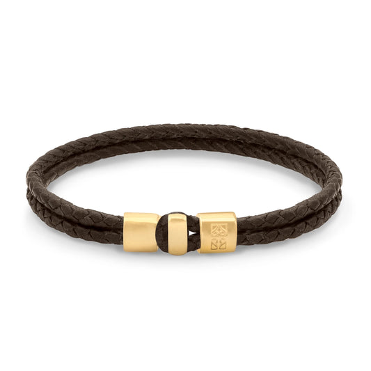Pulsera en baño de Oro 22K, Broche de botón Piel natural de Borrego - Joyería y bisutería fina