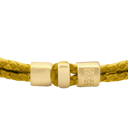 Pulsera en baño de Oro 22K, Broche de botón Piel natural de Borrego - Joyería y bisutería fina