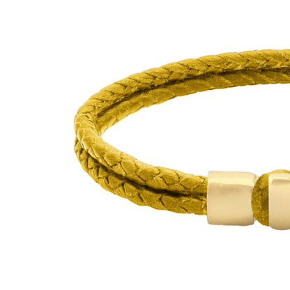 Pulsera en baño de Oro 22K, Broche de botón Piel natural de Borrego - Joyería y bisutería fina