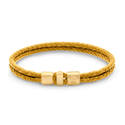Pulsera en baño de Oro 22K, Broche de botón Piel natural de Borrego - Joyería y bisutería fina