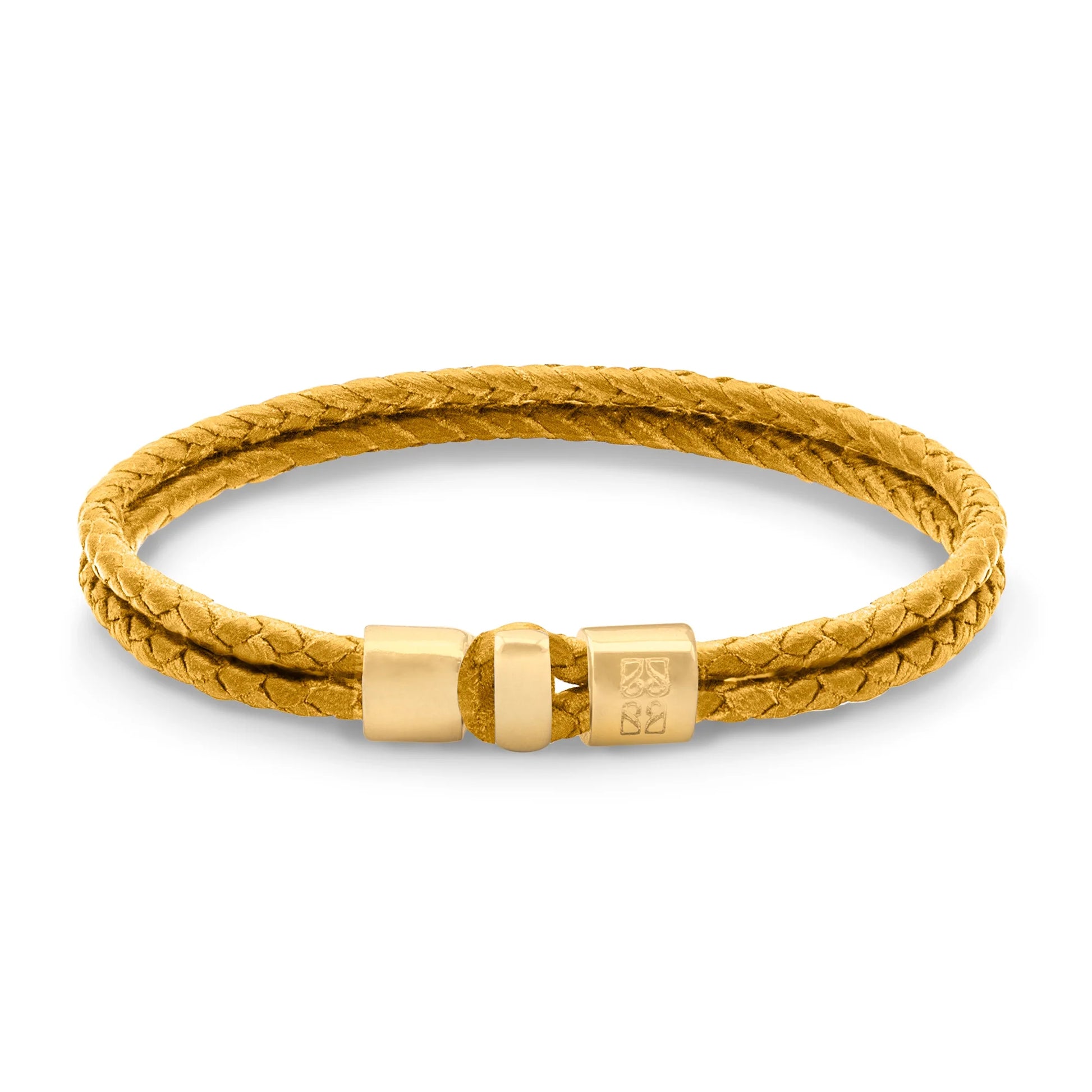 Pulsera en baño de Oro 22K, Broche de botón Piel natural de Borrego - Joyería y bisutería fina
