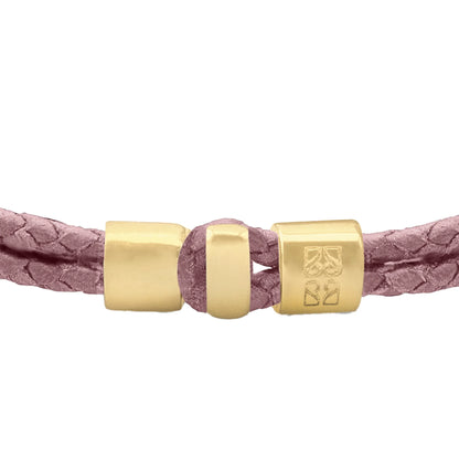 Pulsera en baño de Oro 22K, Broche de botón Piel natural de Borrego - Joyería y bisutería fina