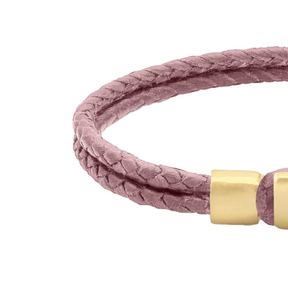 Pulsera en baño de Oro 22K, Broche de botón Piel natural de Borrego - Joyería y bisutería fina