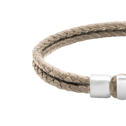 Pulsera en baño de rodio, Piel natural de Borrego - Joyería y bisutería fina
