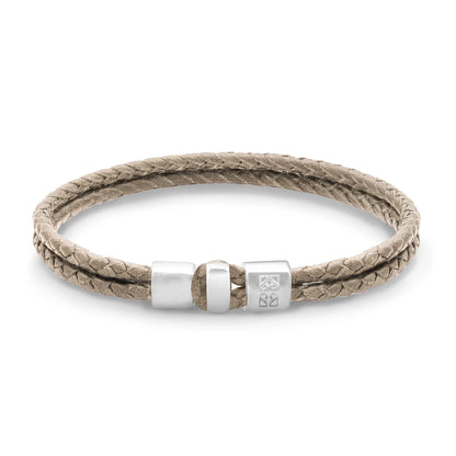 Pulsera en baño de rodio, Piel natural de Borrego - Joyería y bisutería fina