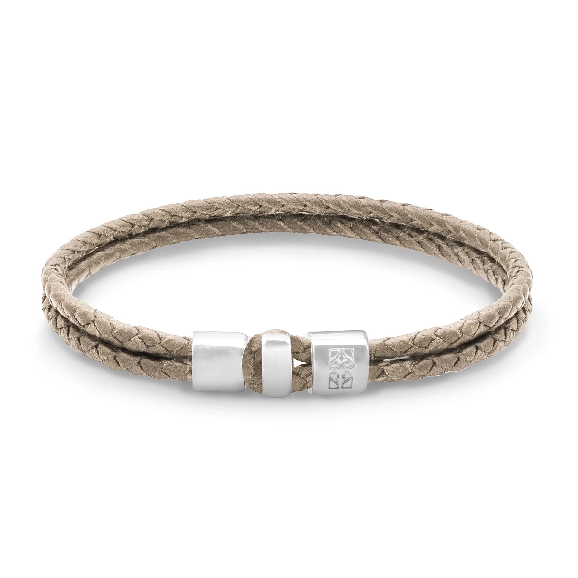 Pulsera en baño de rodio, Piel natural de Borrego - Joyería y bisutería fina
