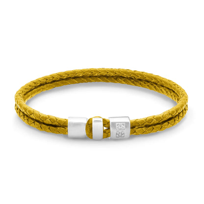 Pulsera en baño de rodio, Piel natural de Borrego - Joyería y bisutería fina