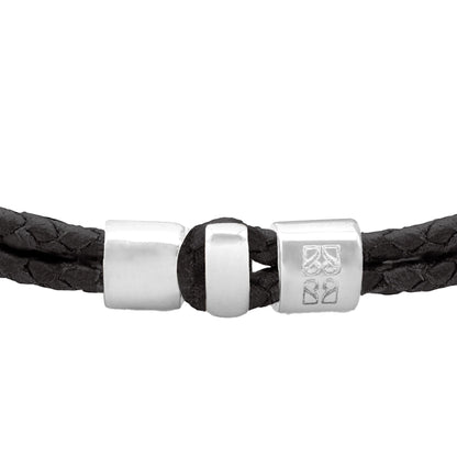 Pulsera en baño de rodio, Piel natural de Borrego - Joyería y bisutería fina