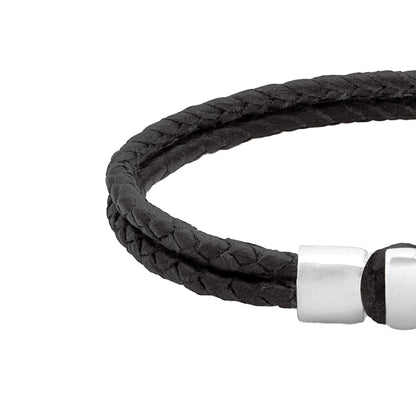 Pulsera en baño de rodio, Piel natural de Borrego - Joyería y bisutería fina