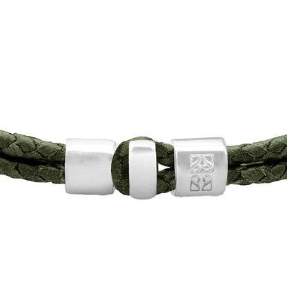 Pulsera en baño de rodio, Piel natural de Borrego - Joyería y bisutería fina