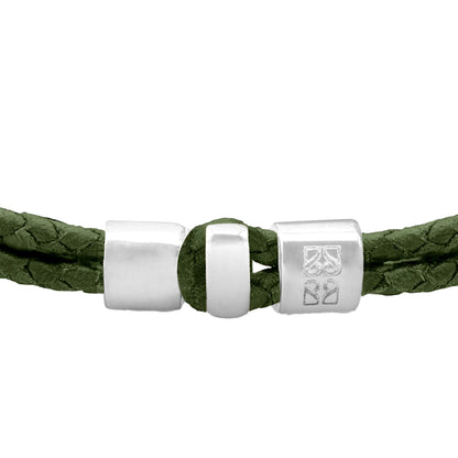 Pulsera en baño de rodio, Piel natural de Borrego - Joyería y bisutería fina