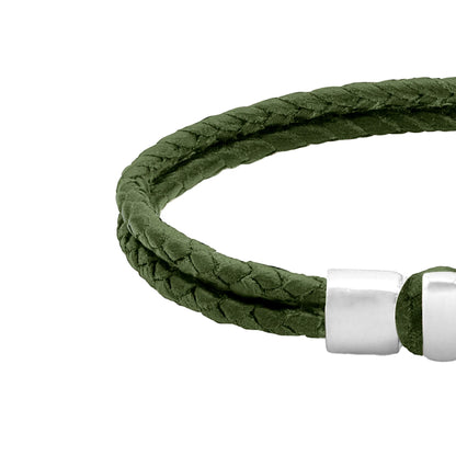 Pulsera en baño de rodio, Piel natural de Borrego - Joyería y bisutería fina