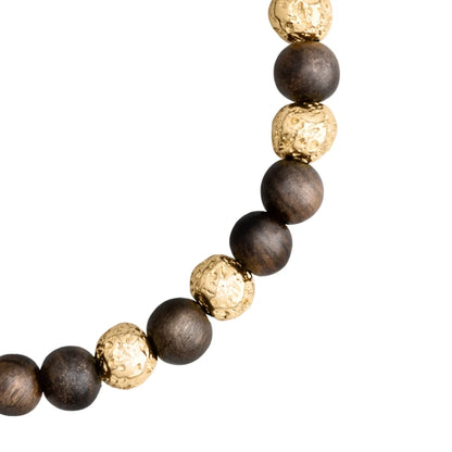 Pulsera con cuentas de sándalo y cuentas facetadas en baño de Oro 22K - Joyería y bisutería fina