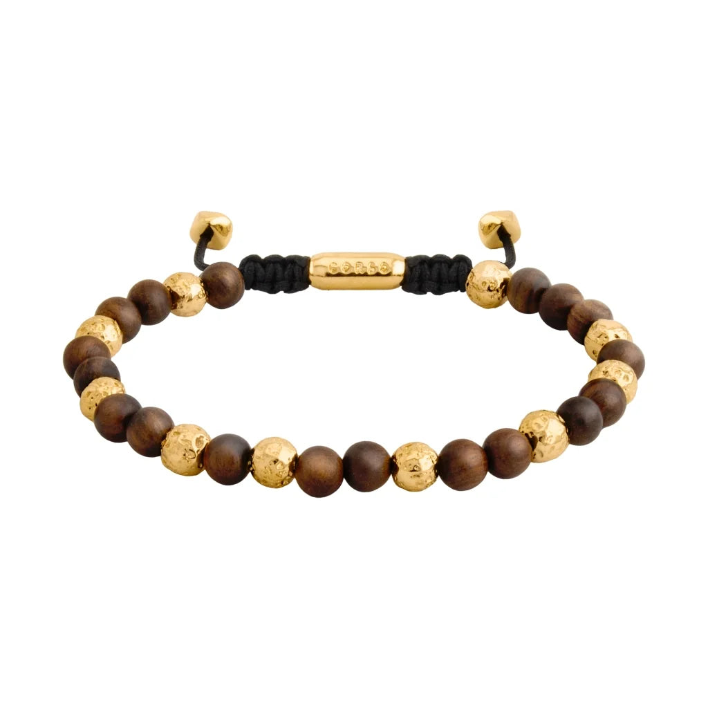 Pulsera con cuentas de sándalo y cuentas facetadas en baño de Oro 22K - Joyería y bisutería fina