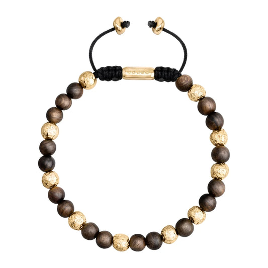 Pulsera con cuentas de sándalo y cuentas facetadas en baño de Oro 22K - Joyería y bisutería fina