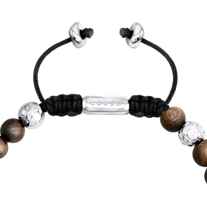 Pulsera con cuentas de sándalo y cuentas facetadas en baño de rodio - Joyería y bisutería fina